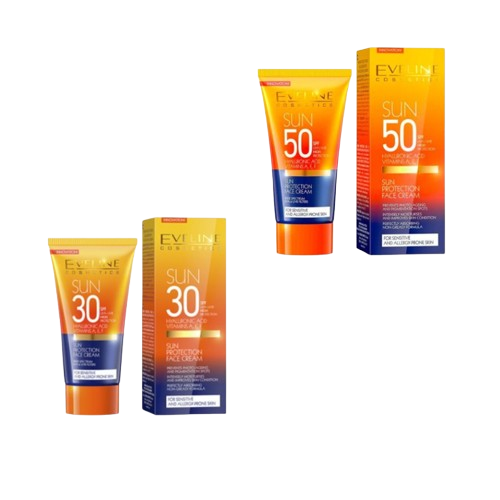 CREMA PROTECTORA FACIAL ALTA PROTECCION SPF30/SPF50 50ML (2 VARIEDADES) EVELINE COSMETICS