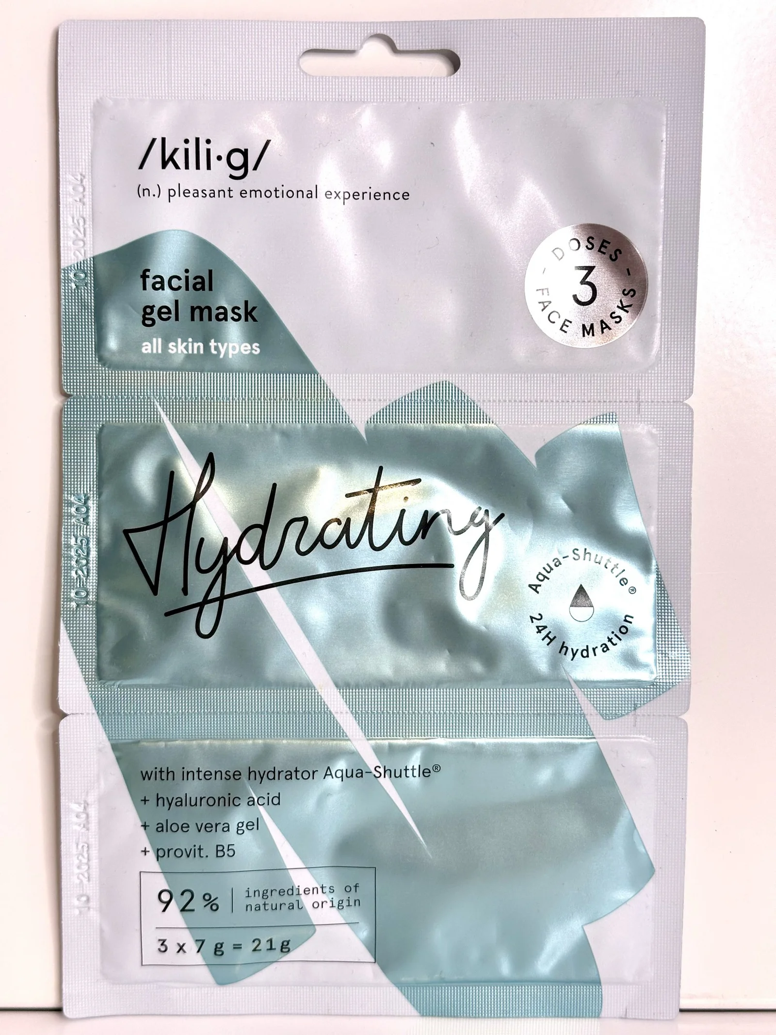 Mascarilla facial en gel hidratante